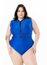 Maiô Plus Size Sem Bojo Costura Afina Cintura com Zípper