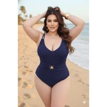 Maiô Plus Size Texturizado com detalhe na cintura GG 46/50 Maiô Plus Size Texturizado com detalhe na cintura GG 46/50
