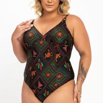 Maiô Plus Size Zero Barriga, Bojo Removível, Estampado