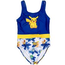 Maiô Pokémon Pikachu Little Girls Blue Tamanho 6