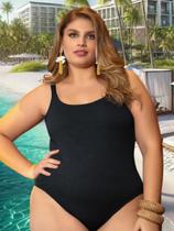 Maiô Praia E Piscina Plus Size Com Alça Em Malha Jacquard