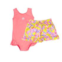 Maiô Praia Infantil +Shorts Saída De Praia Menina ProteçãoUV Maiô Praia Infantil +Shorts Saída De Praia Menina ProteçãoUV