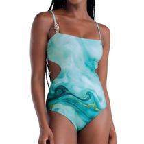 Maiô Praia Recorte Lateral She Bojo Removível Costas Decotadas Estampado