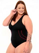 Maiô Preto, Com Touca, Plus Size, Natação, Hidroginástica, Até 48