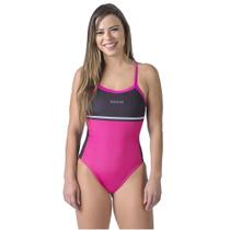Maiô pro line preto e rosa kauna swim