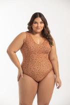 Maiô Regata Com recortes Estampado Plus Size Maiô Regata Com recortes Estampado Plus Size