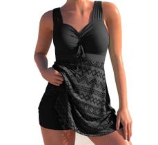 Maiô Retrô Plus Size Saia Rendada com Shorts 44-MR