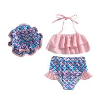 Maiô Sem Mangas para Meninas - Biquini com Chapéu e Calções de Praia Maiô Sem Mangas para Meninas - Biquini com Chapéu e Calções de Praia