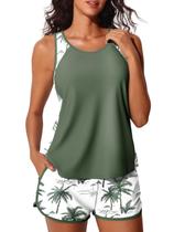 Maiô Summer Mae Tankini Duas Peças com Shorts Verde 12 Maiô Summer Mae Tankini Duas Peças com Shorts Verde 12