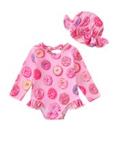 Maiô SUNNY PIGGY Baby Girls de manga comprida floral 3-6M rosa Maiô SUNNY PIGGY Baby Girls de manga comprida floral 3-6M rosa