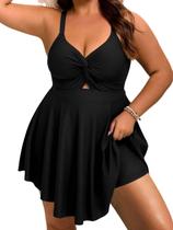 Maiô Tankini Arolina Plus Size 2025, de cintura alta, preto