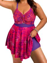 Maiô Tankini Arolina Plus Size Feminino Rosa Choque 6X Maiô Tankini Arolina Plus Size Feminino Rosa Choque 6X