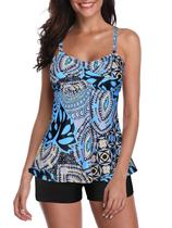 Maiô Tankini Century Star 2024 feminino para controle de barriga azul Maiô Tankini Century Star 2024 feminino para controle de barriga azul