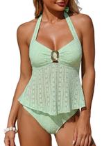 Maiô tankini com alças ZAFUL, duas peças, com renda e argola em O Maiô tankini com alças ZAFUL, duas peças, com renda e argola em O