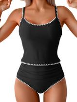 Maiô Tankini Eomenie Tummy Control Ruched, 2 peças, preto Maiô Tankini Eomenie Tummy Control Ruched, 2 peças, preto