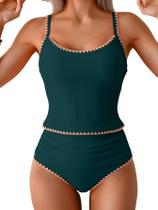 Maiô Tankini Femenie Tummy Control, cintura alta franzida