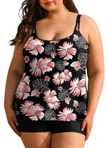 Maiô Tankini feminino Aleumdr Plus Size com shorts pretos 1X