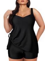 Maiô Tankini feminino Aleumdr Plus Size Tummy Control 4GG