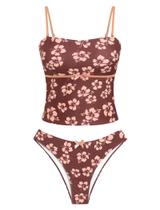 Maiô tankini feminino ZAFUL com laço, modelo sem alça e controle de barriga