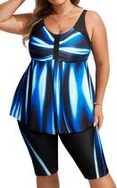 Maiô Tankini Hanna Nikole Blue Aurora Plus Size 22W feminino Maiô Tankini Hanna Nikole Blue Aurora Plus Size 22W feminino