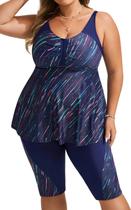 Maiô Tankini Hanna Nikole Plus Size, 2 peças para mulheres