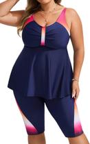Maiô Tankini Hanna Nikole Tummy Control Plus Size 24W Maiô Tankini Hanna Nikole Tummy Control Plus Size 24W