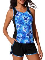 Maiô Tankini Summer Mae 2025 Tummy Control feminino azul Maiô Tankini Summer Mae 2025 Tummy Control feminino azul