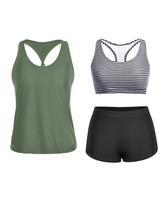 Maiô Tankini Yonique, 3 peças, atlético, para mulheres, tamanho L