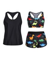 Maiô Tankini Yonique de 3 peças para mulheres com shorts pretos Maiô Tankini Yonique de 3 peças para mulheres com shorts pretos