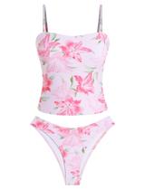 Maiô Tankini ZAFUL Floral Bandeau Tummy Control para mulheres Maiô Tankini ZAFUL Floral Bandeau Tummy Control para mulheres