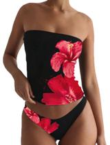 Maiô Tankini ZAFUL Floral Bandeau Tummy Control para mulheres Maiô Tankini ZAFUL Floral Bandeau Tummy Control para mulheres