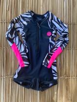 Maiô Teen infantil short Manga Longa Lycra UV50+ Zebra c/ Preto Tamanho:8