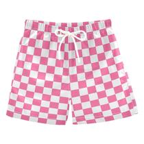 Maiô UMIRIKO Boys White Pink Buffalo Checkered Tamanho 7