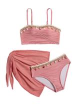 Maiô Verdusa Girl's Seashell de 3 peças com capa de 8 anos