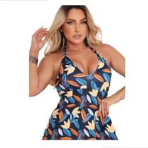 Maiô Vestido 2 EM 1 Feminino Estampado com Saida de Praia e Piscina Confortável Plus Size Maiô Vestido 2 EM 1 Feminino Estampado com Saida de Praia e Piscina Confortável Plus Size