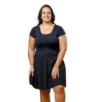 Maiô Vestido Plus Size Com Saia Embutida Uv50+ Com Bojo Moda Praia Evangélica