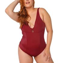 Maiô Vinho Liso Zero Barriga Banho De Mar