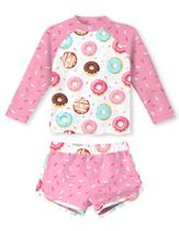 Maiô Vogseek Girls de manga comprida UPF 50+ rosa 9-10 anos