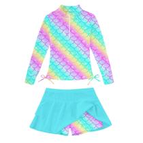 Maiô Vogseek Mermaid para meninas de 3 a 4 anos com Rashguard Maiô Vogseek Mermaid para meninas de 3 a 4 anos com Rashguard