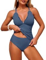 Maiô ZAFUL 2025 Tankini de Duas Peças Azul M Maiô ZAFUL 2025 Tankini de Duas Peças Azul M