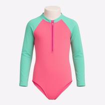 Maiô Zíper Manga Longa Proteção Solar Uv Menina Infantil