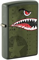 Mais leve Zippo Fighter Plane Nose Art Shark Teeth Green Matte