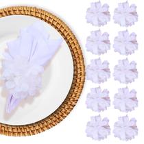 Maison Carlo Kit 10 Porta Guardanapos Casamento Flor Crisântemo Branco Neve