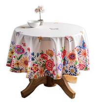 Maison d' Hermine Happy Florals - Alto Verão 100% Algodão Toalha de Mesa Cozinha Jantar Toalha de Mesa para Mesas Redondas Mesa Fazenda Cobertura para Festas, Casamento Use Primavera / Verão (69 "Diâmetro)