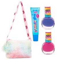 Makebrinq Bolsa Plush Fashion Com Esmalte Colorido Gloss Labial Algodão Doce