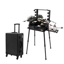 Makeup Train Case Tense Edano Aluminium com luzes LED e alto-falante