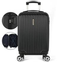 Mala Bordo 10kg ABS Polo King Bristol Rodas 360º Cadeado Senha Bagagem de Mão Viagem Cor:Preto Mala Bordo 10kg ABS Polo King Bristol Rodas 360º Cadeado Senha Bagagem de Mão Viagem Cor:Preto