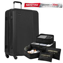 Mala Bordo 10kg, Média 23kg e Grande 32kg ABS Premium Com Garantia Vitalícia SESTINI, Cadeado, Aprovada ANAC, Original Sestini e Kit Organizador 6 pçs Mala Bordo 10kg, Média 23kg e Grande 32kg ABS Premium Com Garantia Vitalícia SESTINI, Cadeado, Aprovada ANAC, Original Sestini e Kit Organizador 6 pçs