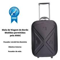 Mala Bordo Pequena Viagem 10kg Padrão Resistente ANAC Rodinhas Preto