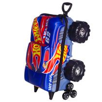 Mala Carrinho Monster Truck Hot Wheels Mochila Com Relevo 3d De Rodinhas - Maxtoy